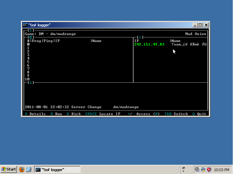 SoF logger window configuration 1