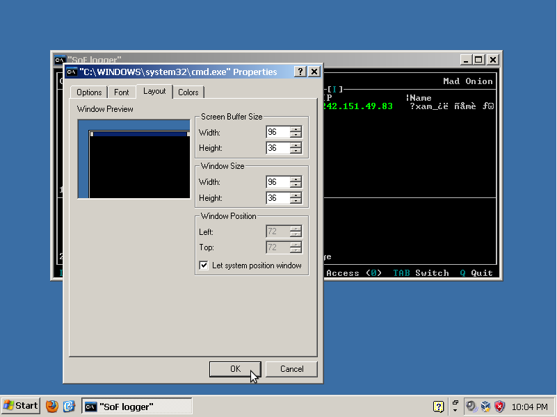 SoF logger window configuration 4