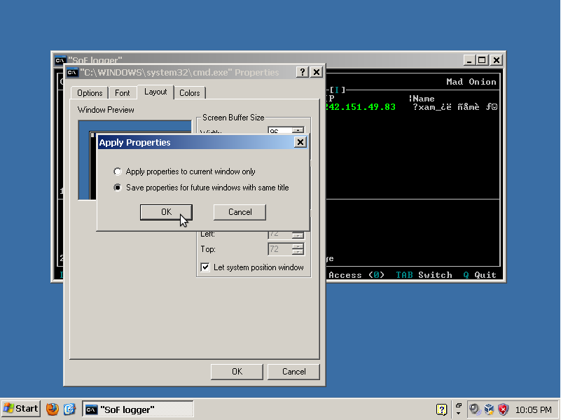 SoF logger window configuration 5