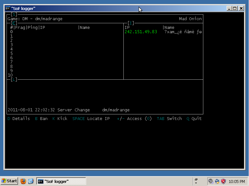 SoF logger window configuration 6