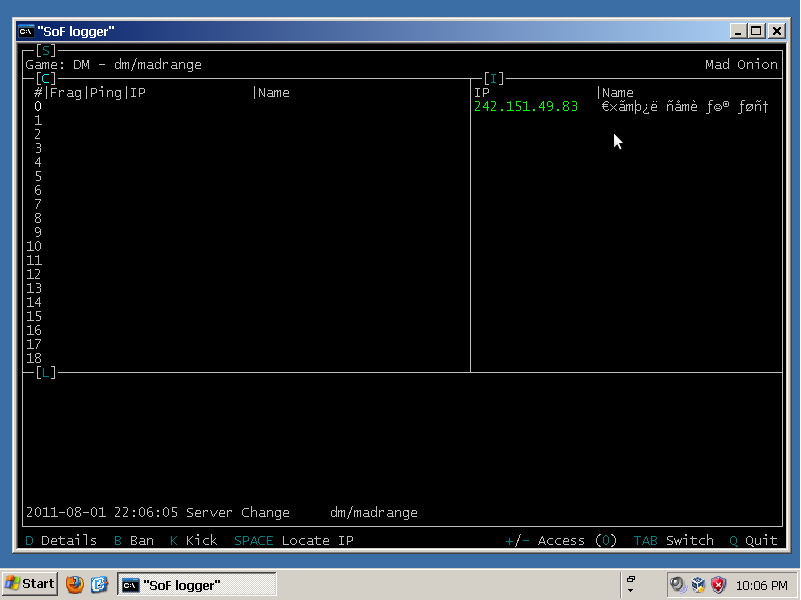 SoF logger window configuration 7