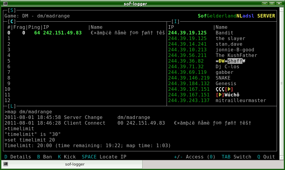 SoF logger 2011-08-29 screenshot on Linux